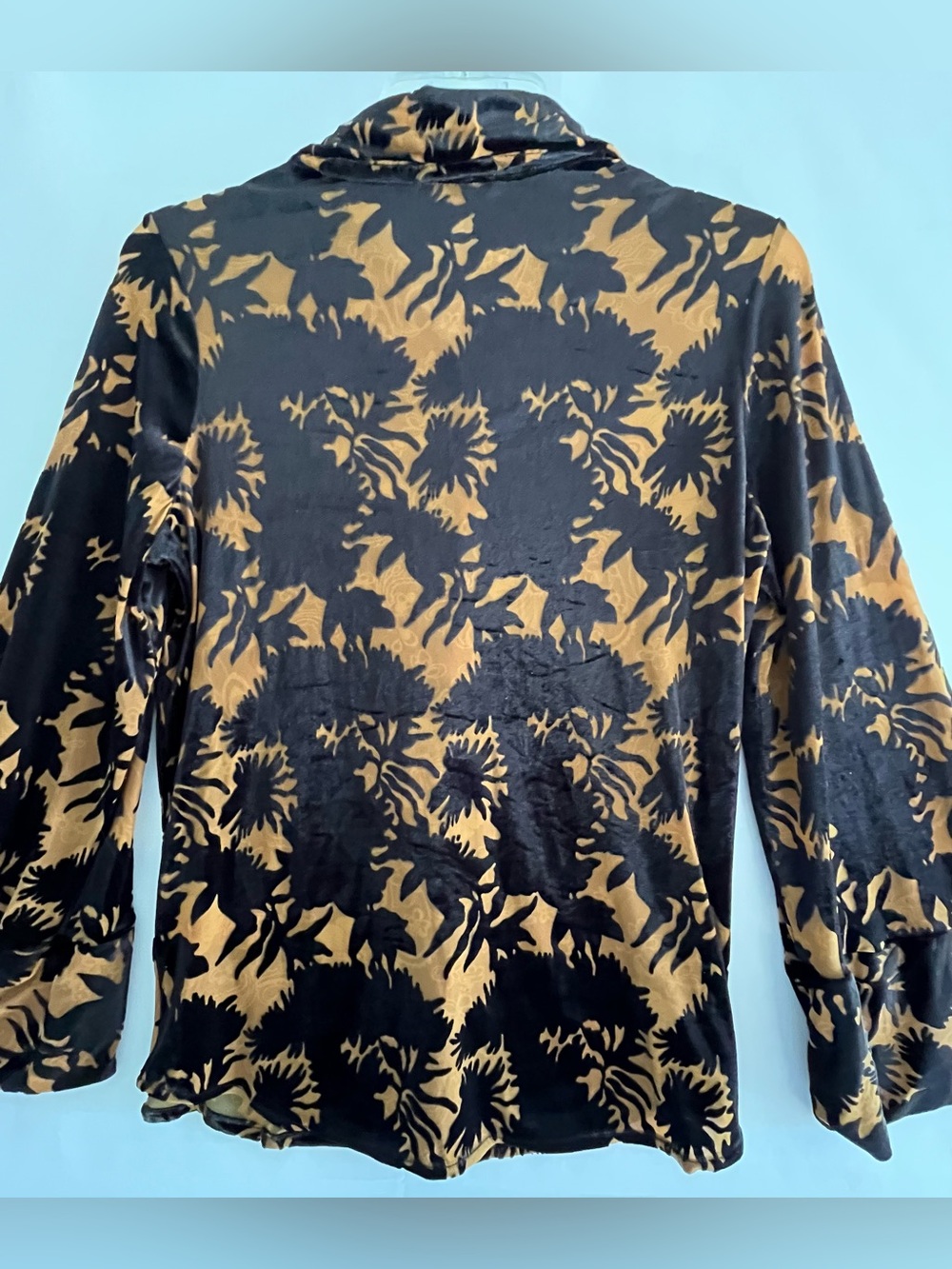 Cleo Whimsigoth Devore Burnout Velvet Floral Bell Sleeve Blouse XS - Picture 7 of 10